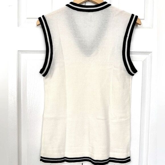 AMERICAN APPAREL Knit Vest White & Blue Stripe Unisex Size XS - Picture 5 of 8